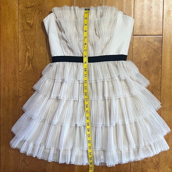BCBG Maxazaria Rayna Tiered Strapless Tulle Dress 2 Vanilla Party Wedding Prom - Picture 12 of 14